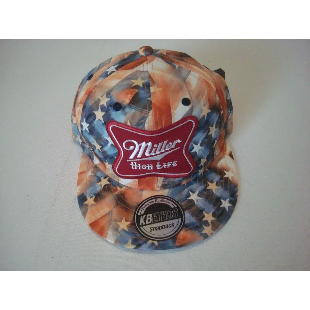 MILLER USA FLAG BUDWEISER BEER GOLF SNAPBACK  BEACH 00S Y2K  HAT CAP VINTAGE  S2